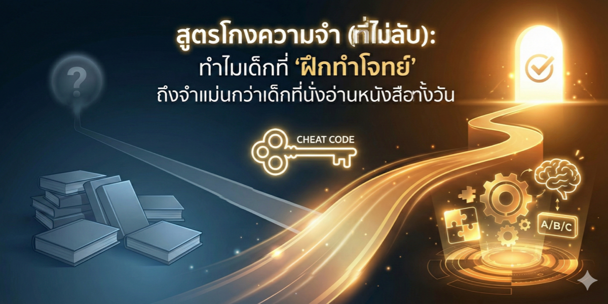 สูตรโกงความจำ (ที่ไม่ลับ): ทำไมเด็กที่ 'ฝึกทำโจทย์' ถึงจำแม่นกว่าเด็กที่นั่งอ่านหนังสือทั้งวัน