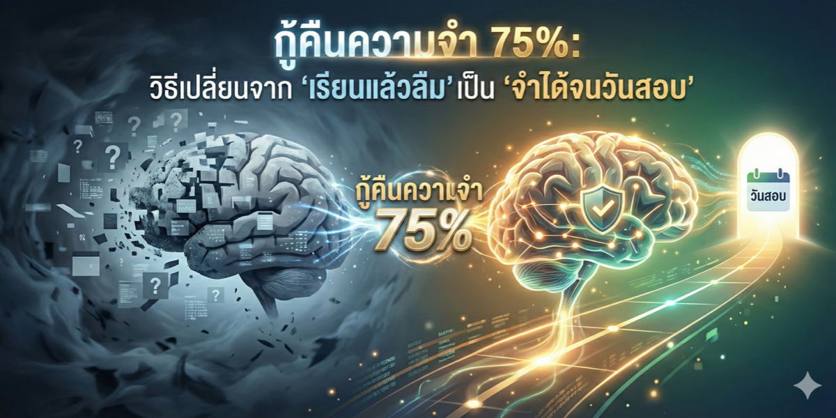 กู้คืนความจำ 75%: วิธีเปลี่ยนจาก 'เรียนแล้วลืม' เป็น 'จำได้จนวันสอบ'