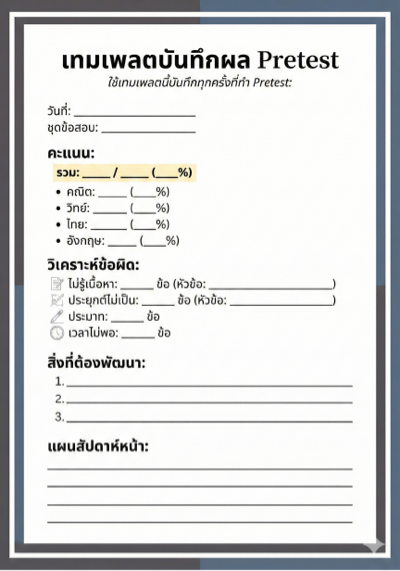 PDF เทมเพลตบันทึกผล pretest