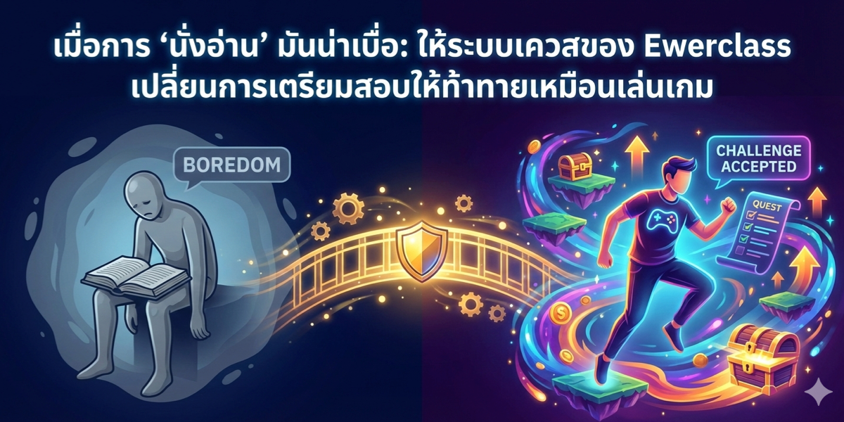 เมื่อการ 'นั่งอ่าน' มันน่าเบื่อ: ให้ระบบเควสของ Ewerclass เปลี่ยนการเตรียมสอบให้ท้าทายเหมือนเล่นเกม